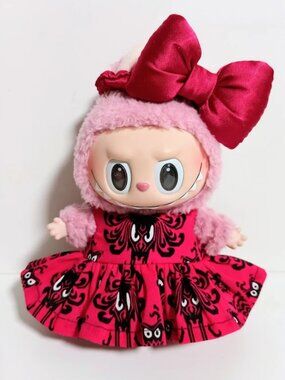 Custom Disney Haunted Mansion Wallpaper Print Dress and Bow Made to fit Labubu